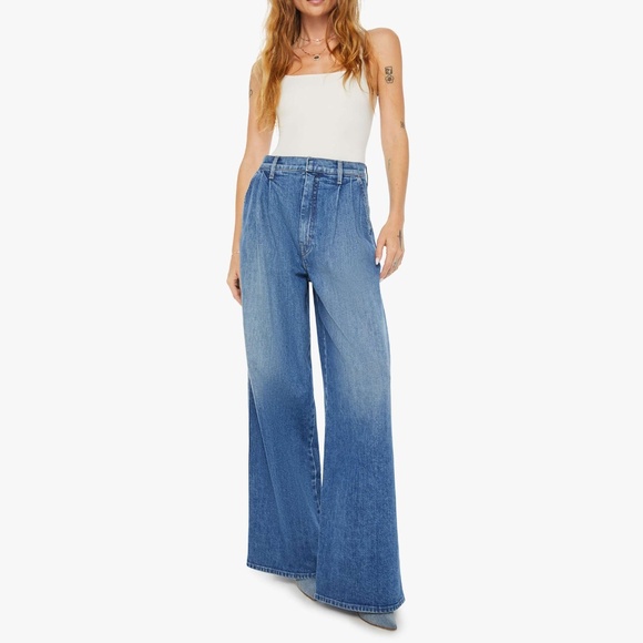 MOTHER x Clare V. The Pleated Belle Prep Heel Wide Leg Jeans Size 26 - Picture 1 of 14